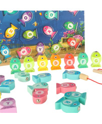 Montessori wooden fish fishing magnet game