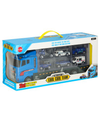 Transporter truck TIR launcher + metal cars police