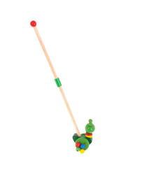 Pusher on a stick wooden walking frog
