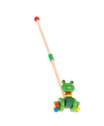 Pusher on a stick wooden walking frog